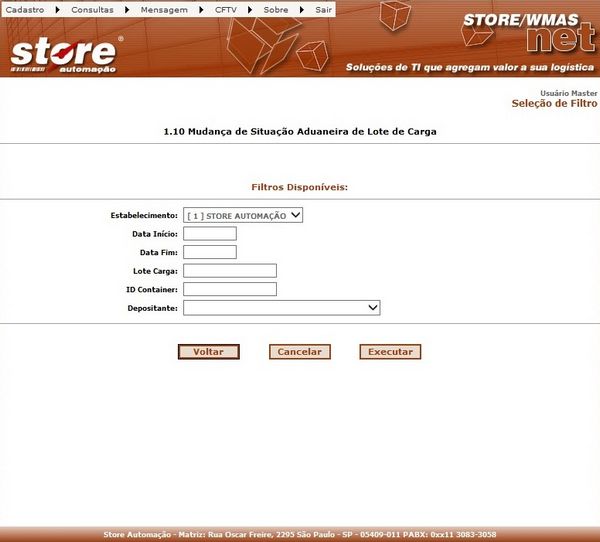 1.10 MUDANÇA DE SITUAÇÃO ADUANEIRA DE LOTE DE CARGA